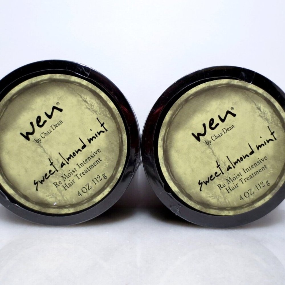 WEN CHAZ DEAN SWEET ALMOND MINT REMOIST INTENSIVE HAIR TREATMENT 4 OZ 2 PC LOT